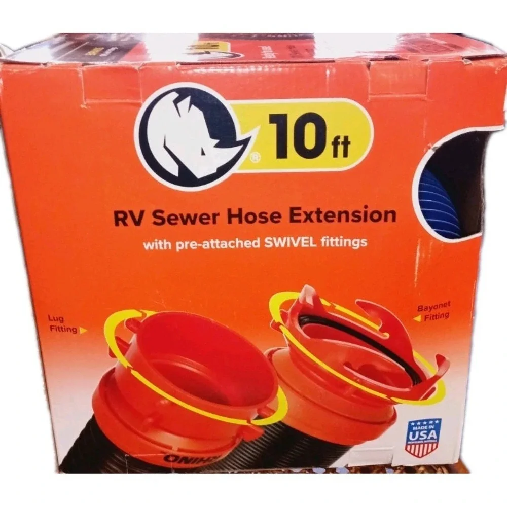 Rhino Flex RV Sewer Hose 10 Foot Extension With Hookups NIB